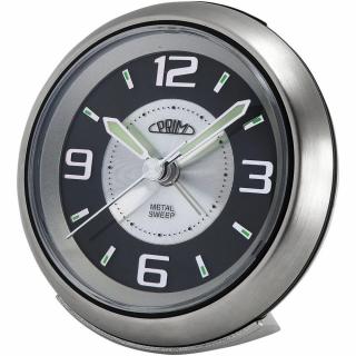 Analogový budík kovový stříbrný/černý PRIM Retro Alarm - Black C01P.3815.7090