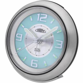 Analogový budík kovový světle modrý/stříbrný PRIM Retro Alarm - Light blue C01P.3815.7031