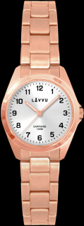 LAVVU Rose gold dámské titanové hodinky EINA s vodotěsností 100M a safírovým sklem LWL5052