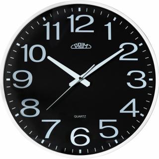 Nástěnné plastové hodiny bílé/černé PRIM Klasik Style - 3987 black E01P.3987.0090