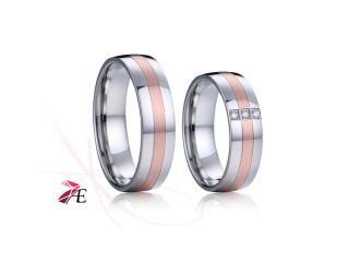 Ocelové snubní prsteny s brilianty - 034