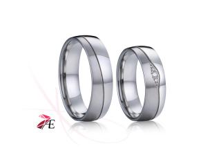 Ocelové snubní prsteny s brilianty - 035