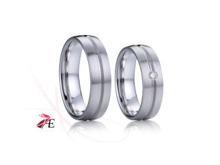 Stříbrné snubní prsteny s briliantem - 033 925AG