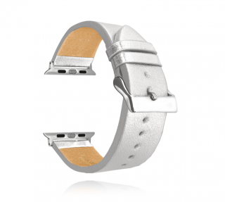Stříbrný kožený řemínek MINET pro APPLE WATCH MSAXZ Šířka řemínku pro Apple Watch: 38-40