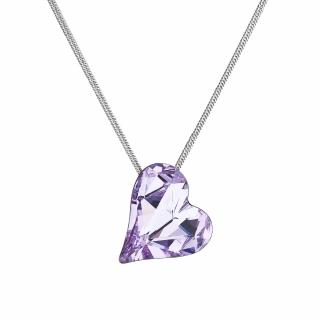 Stříbrný náhrdelník krystal srdce fialové 72071.3 violet