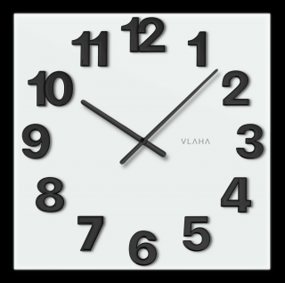 VLAHA GLASSICO Skleněné bílé hodiny vyrobené v Čechách VCT1101