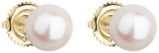 Zlaté náušnice pecky s bílou říční perlou 921004.1
