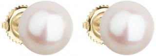 Zlaté náušnice pecky s bílou říční perlou 921005.1