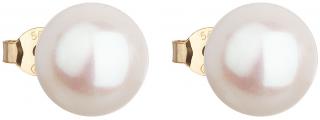 Zlaté náušnice pecky s bílou říční perlou 921043.1