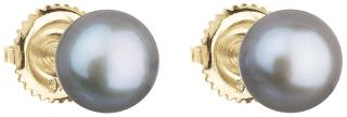 Zlaté náušnice pecky s šedou říční perlou 921004.3