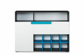 Komoda SHIBU grafit 121 x 91 x 35 cm Barva: Modrá