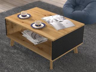 Konfereční stolek LUXI 90x60, dub artisan/čený mat