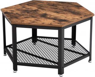Konferenční stolek hnědý šestihranný 75x75 cm
