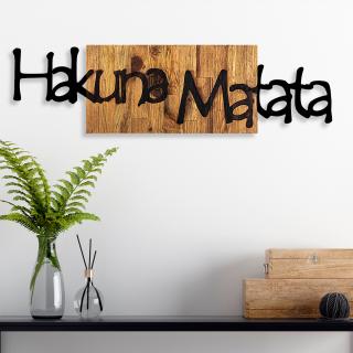 Kovová nástěnná dekorace HAKUNA MATATA 108 cm dřevo