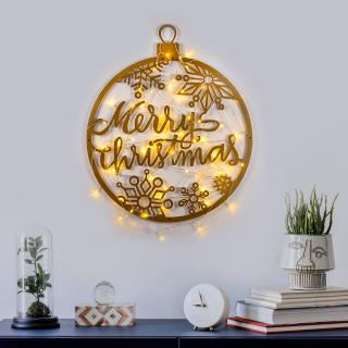 Kovová nástěnná dekorace MERRY CHRISTMAS s led osvětlením 66 cm