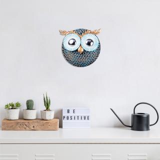 Kovová nástěnná dekorace OWL stříbro
