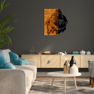 Nástěnná dekorace BEAR dřevo kov černá