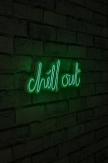 Nástěnná dekorace s LED osvětlením CHILL OUT zelená