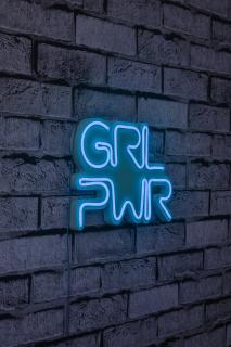 Nástěnná dekorace s LED osvětlením GIRL POWER modrá