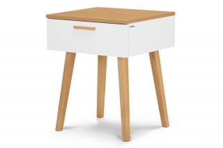 Noční stolek FRISK zásuvka dub bílý 48 x 60 x 46 cm