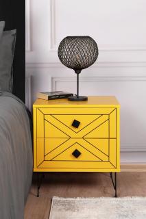 Noční stolek LUNA – PINE žlutá