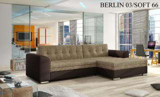 Rohová sedací souprava CONFORTI , pravé provedení Provedení: Berlin 03 + Soft 066 dark brown