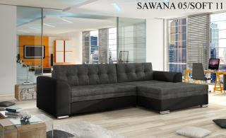 Rohová sedací souprava CONFORTI , pravé provedení Provedení: Sawana 05
grey + Soft 011 black
