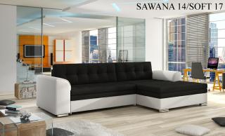 Rohová sedací souprava CONFORTI , pravé provedení Provedení: Sawana 14 black  + Soft 017 white