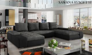 Rohová sedací souprava MARINO Provedení: Sawana 05 + Soft 011 black