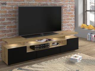 Televizní stolek EVA 180 cm dub artisan, černý mat
