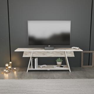 Televizní stolek LANCA bílý mramor