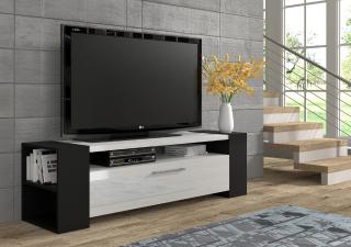 Televizní stolek LIVIA 160 černý mat, bílý lesk