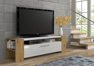 Televizní stolek LIVIA 160 dub artisan, bílý lesk