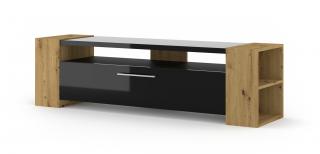 Televizní stolek LIVIA 160 dub artisan, černý lesk