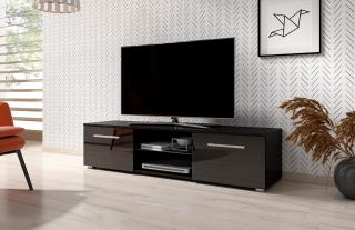 Televizní stolek MOON 140 2K, černý vysoký lesk
