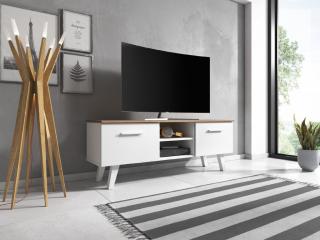 Televizní stolek Nord 140, 2K, bílý mat/craft taboco