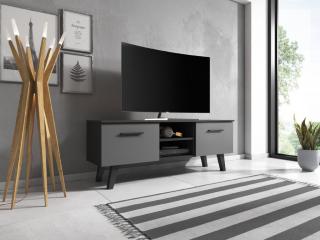 Televizní stolek Nord 140, 2K, černá mat/šedý mat