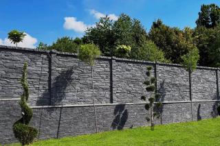 Betonový plot Magicrete TVD břidlice - sloup průběžný Dekor: SHALE ŠEDÝ