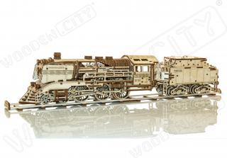 3D mechanické puzzle Dřevěný express s tendrem a kolejemi