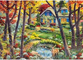 Dřevěné puzzle Chata v lese 2v1 EKO 200 dílků