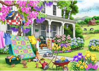 Dřevěné puzzle Venkovská zahrada 2v1 EKO 200 ks
