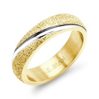 S4178 Pískovaný prsten s drážkou GOLD Velikost: 10 (EU: 61,5 - 63,5)