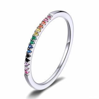 Y0054 Stříbrný prsten se zirkony BAREVNÝ Velikost: 6 (EU: 51,5 - 53,5)