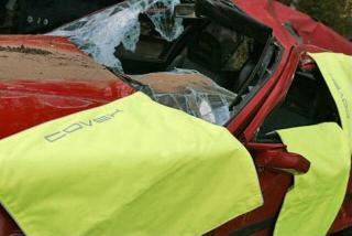 Hobrand ochranné pokrytí automobilů při dopravní nehodě COVEX Fluor Yellow