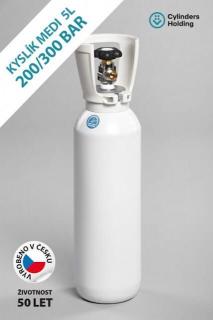 Tlaková zdravotnická lahev medicinální Vítkovice Cylinders ocelová pro kyslík 5 l/200 bar