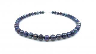 Náhrdelník modrofialové kulaté perly