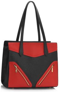 Dámská kabelka LS Fashion se zipy LS00405 černo-červená