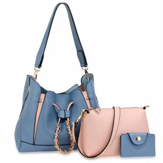 LS dámský kabelkový set 3v1 AG00670 modrá/růžová