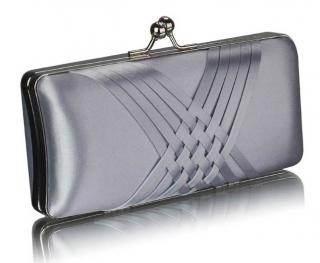 LS fashion společenská saténová kabelka LSE0062 stříbrná