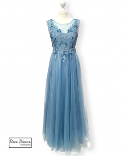 Dlouhé šaty MAGIC QUEEN PARIS GREY BLUE Velikost: 40/42/44/46, barva: modrá
